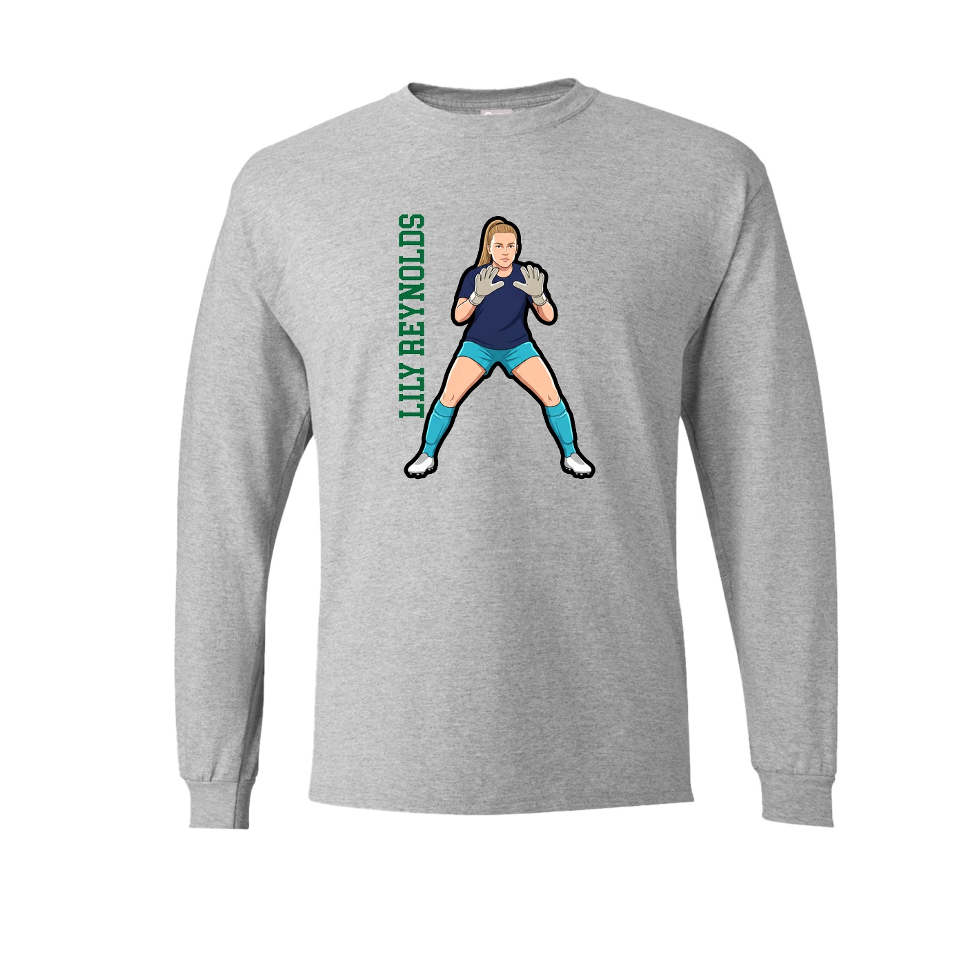 Long Sleeve Tee — Name Vertical in Grey