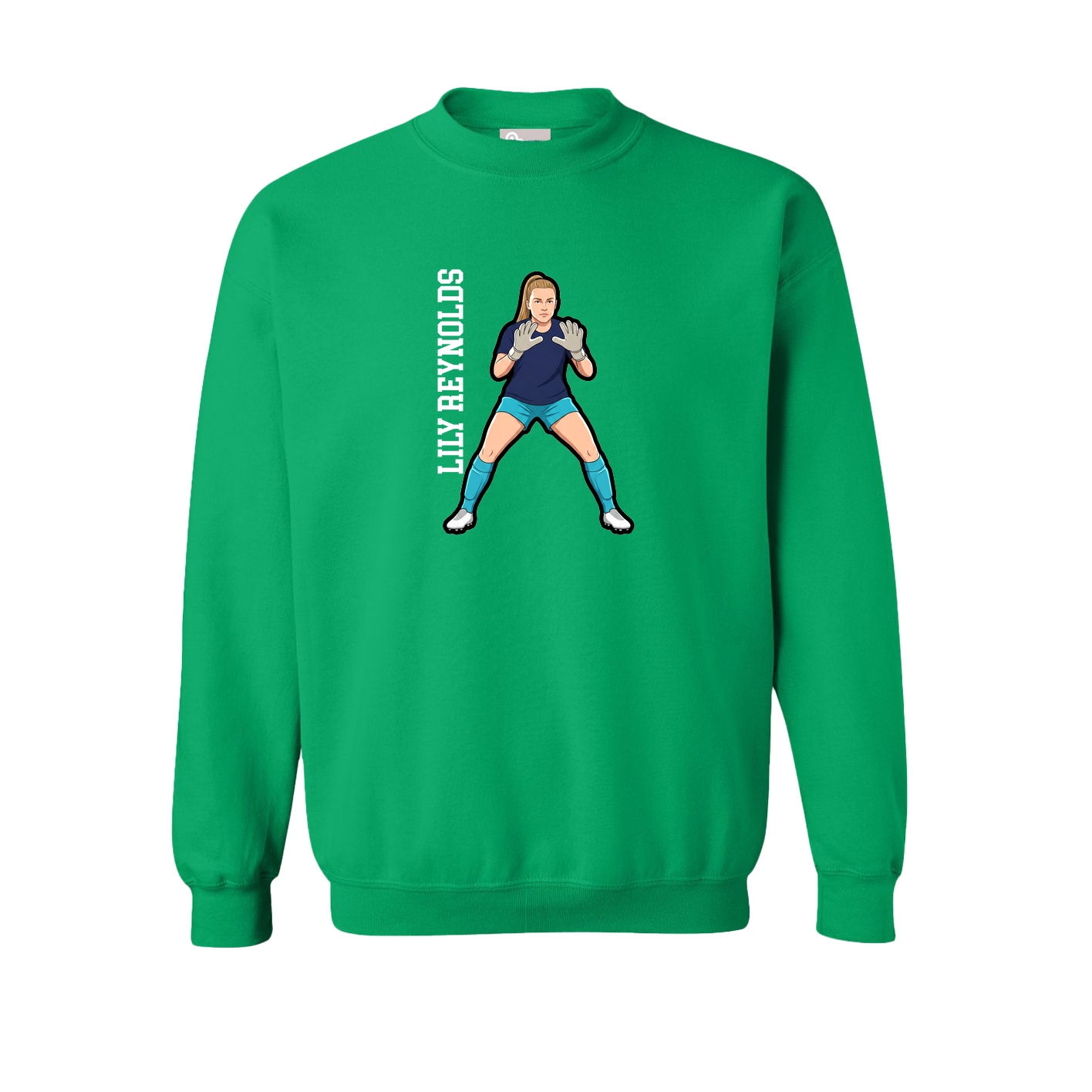 Fleece Crew — Name Vertical in Green
