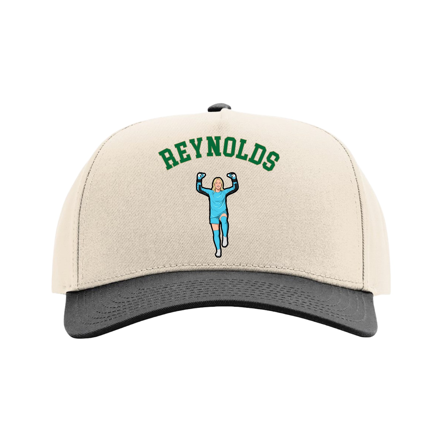 Full Fabric Five-Panel Champ Cap — Shirsey Arch in Cream/Black