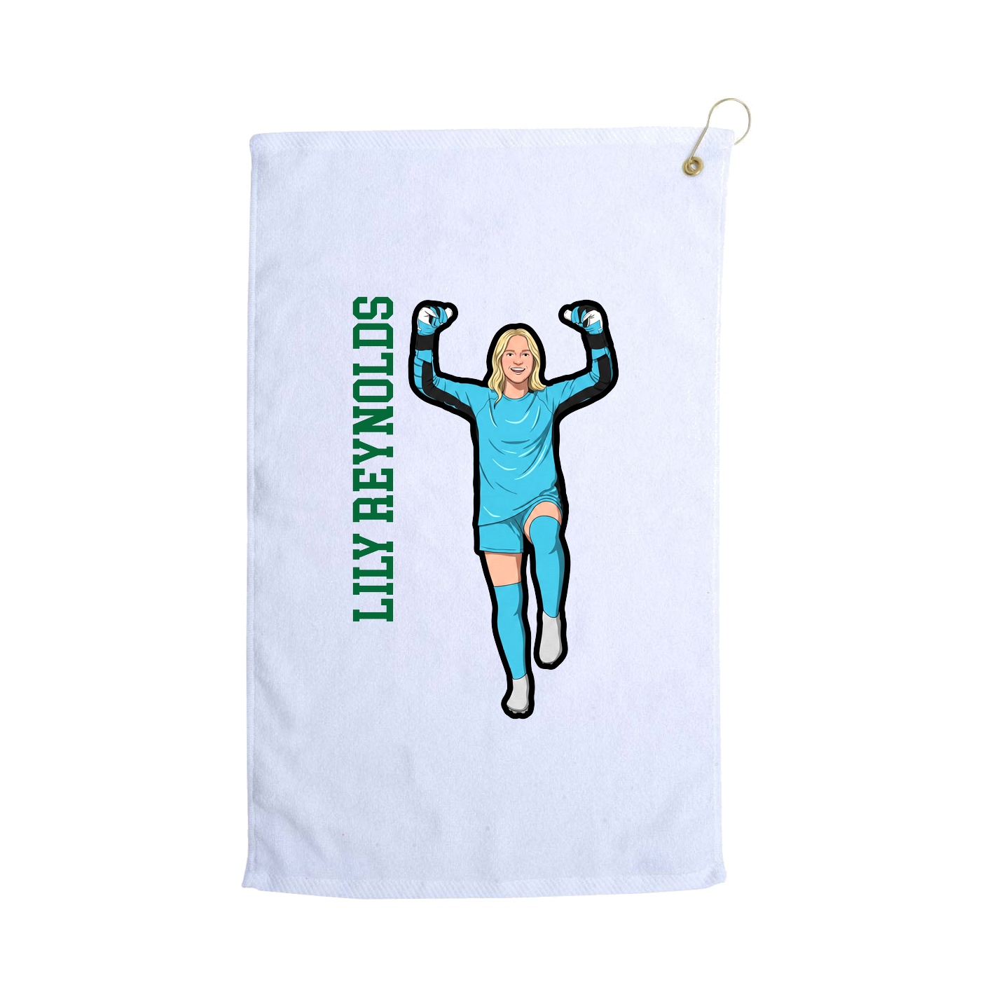 Golf Towel — Name Vertical in White