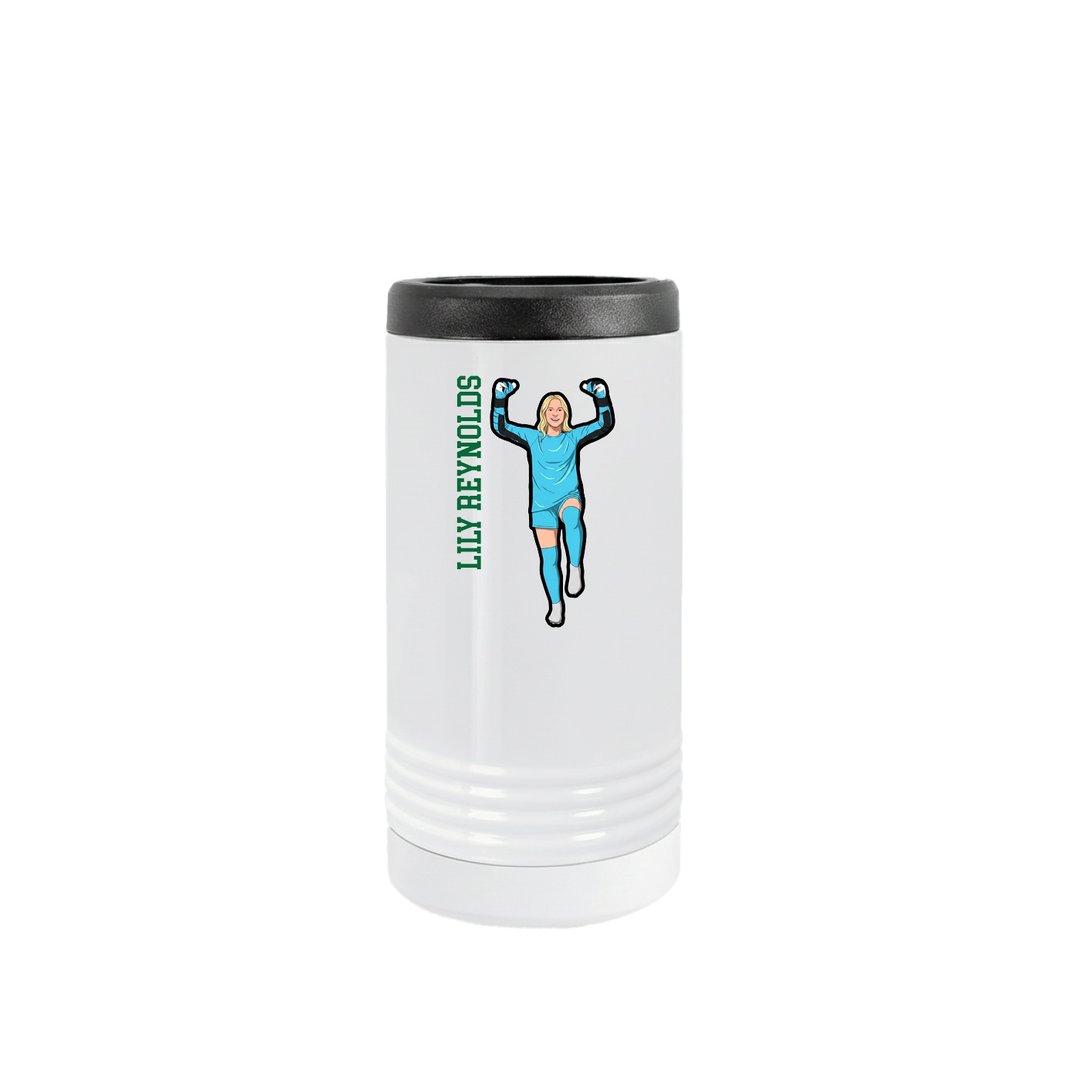 Slim Beverage Holder — Name Vertical in White