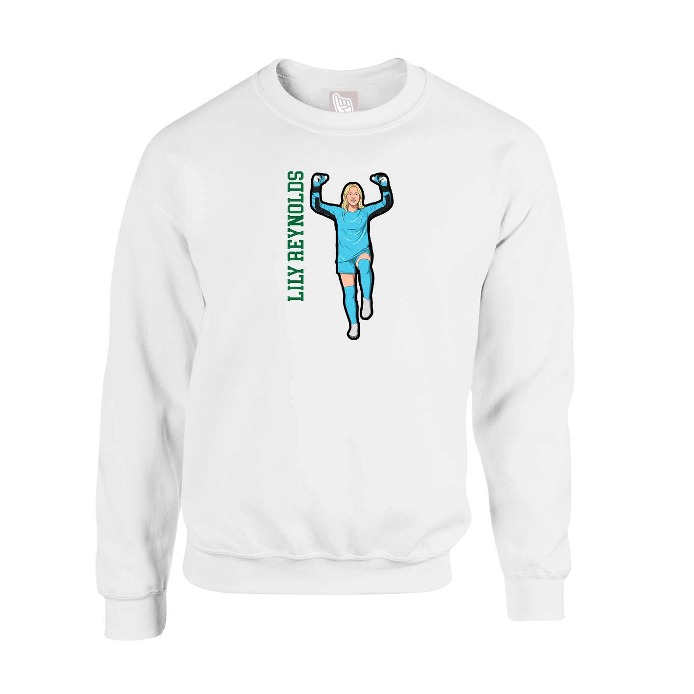 Fleece Crew — Name Vertical in White