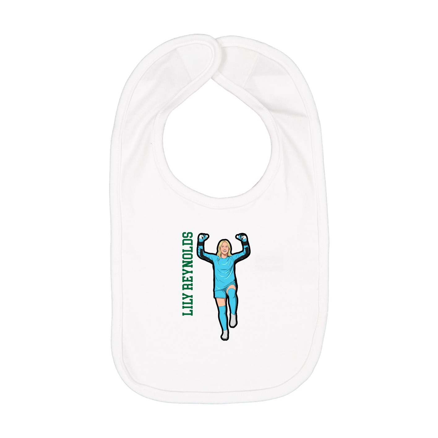 Infant Bib — Name Vertical in White
