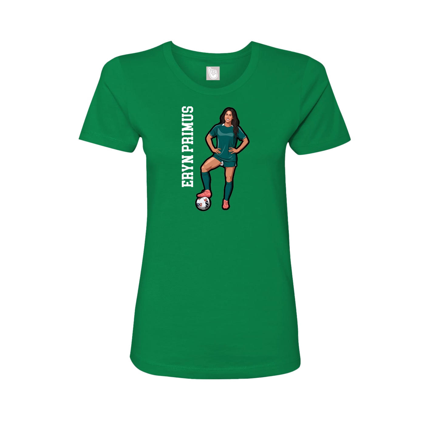 Fitted Women's Tee — Name Vertical in Green