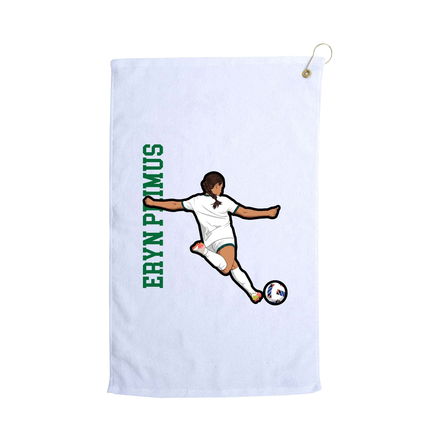 Golf Towel — Name Vertical in White