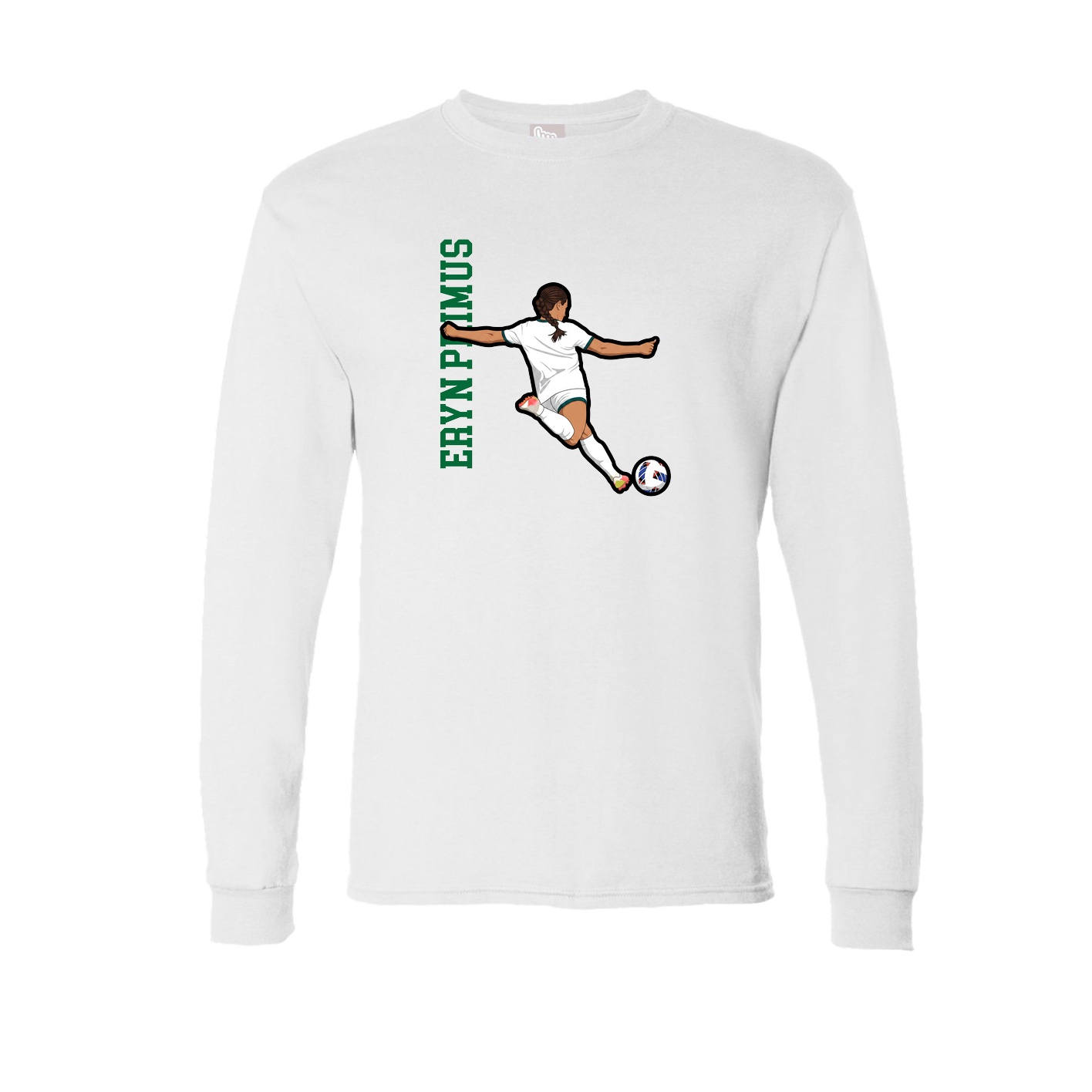 Long Sleeve Tee — Name Vertical in White