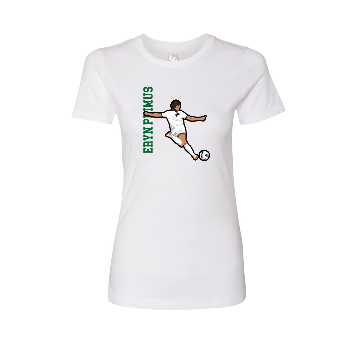 Fitted Women's Tee — Name Vertical in White