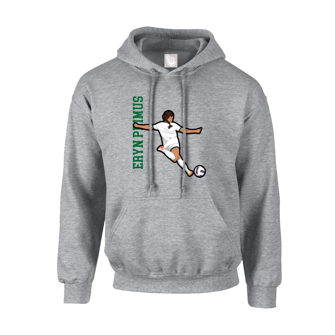 Hoodie — Name Vertical in Grey
