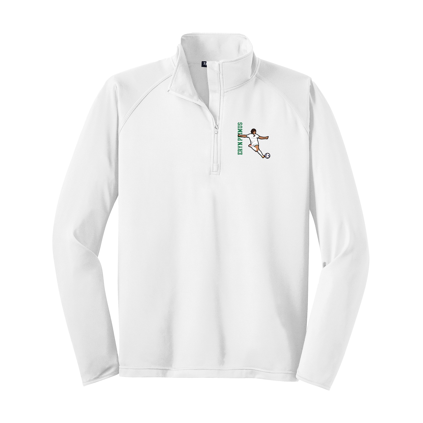 Q-Zip Pullover — Name Vertical in White