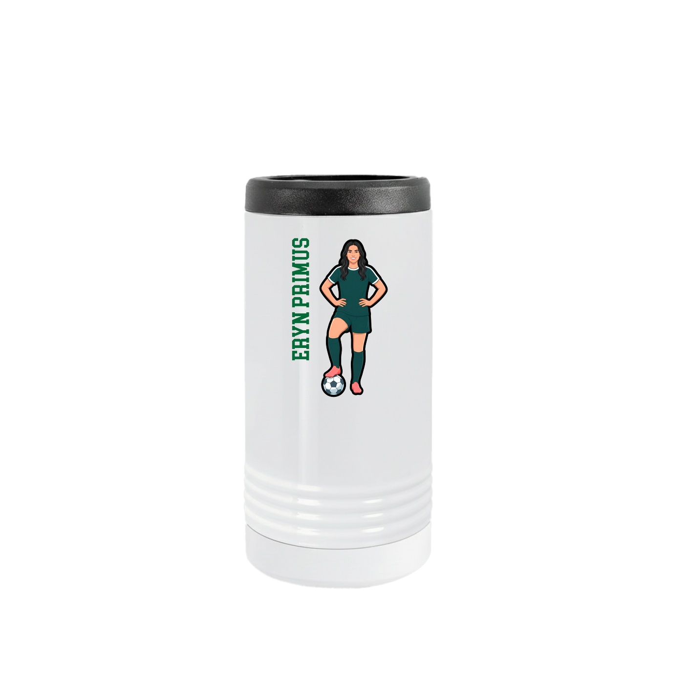 Slim Beverage Holder — Name Vertical in White
