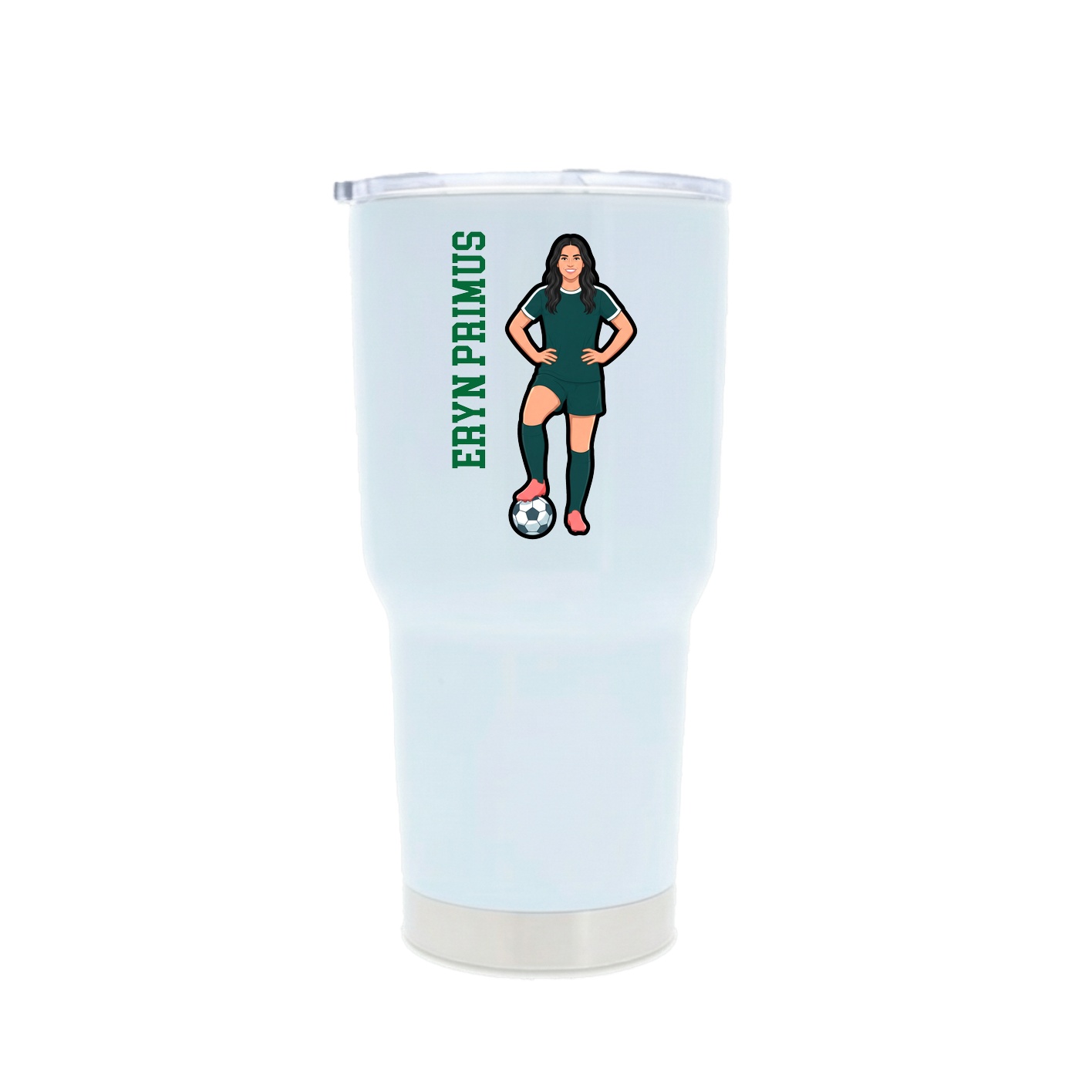30oz Stainless Steel Tumbler — Name Vertical in White
