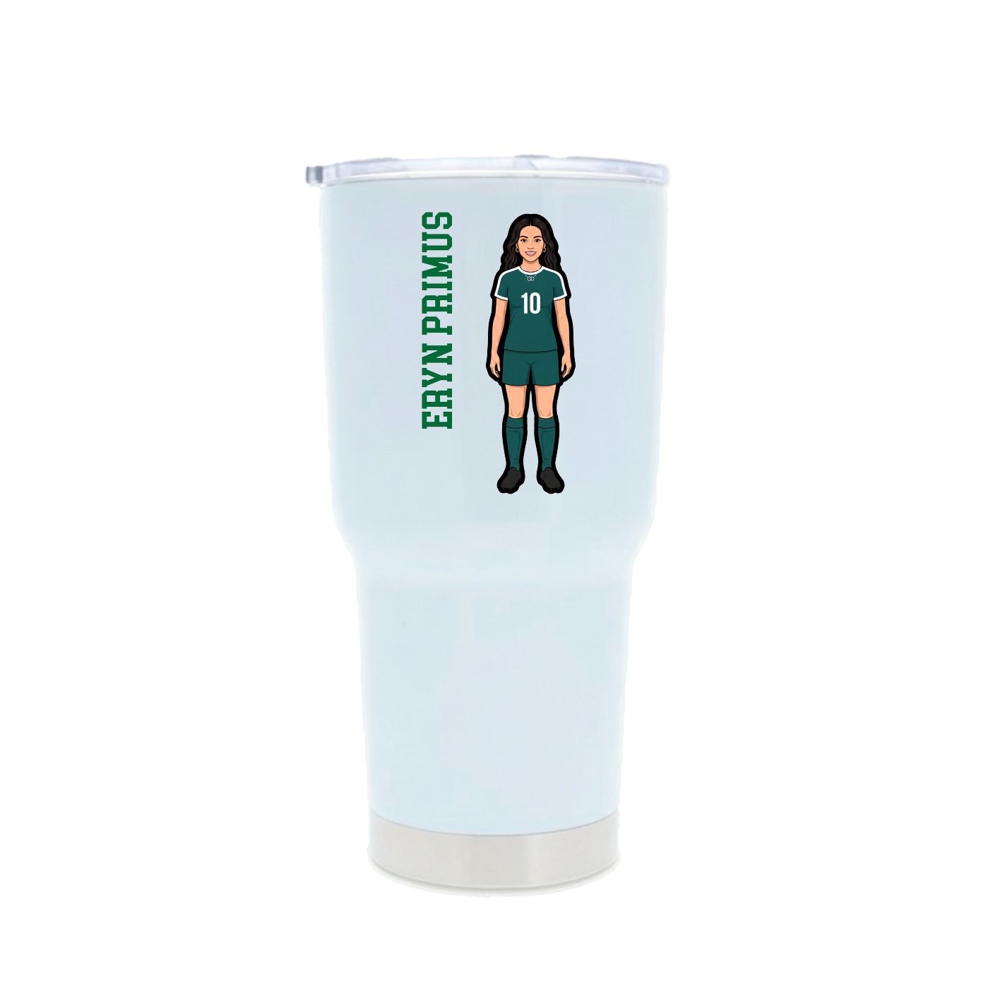 30oz Stainless Steel Tumbler — Name Vertical in White