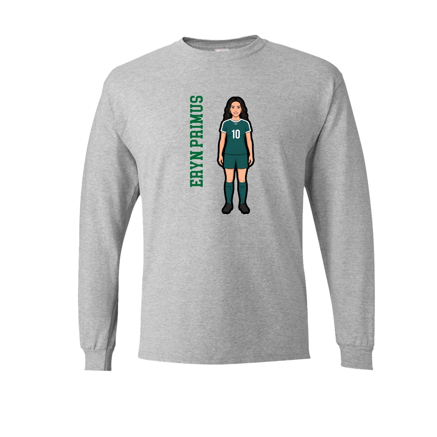 Long Sleeve Tee — Name Vertical in Grey