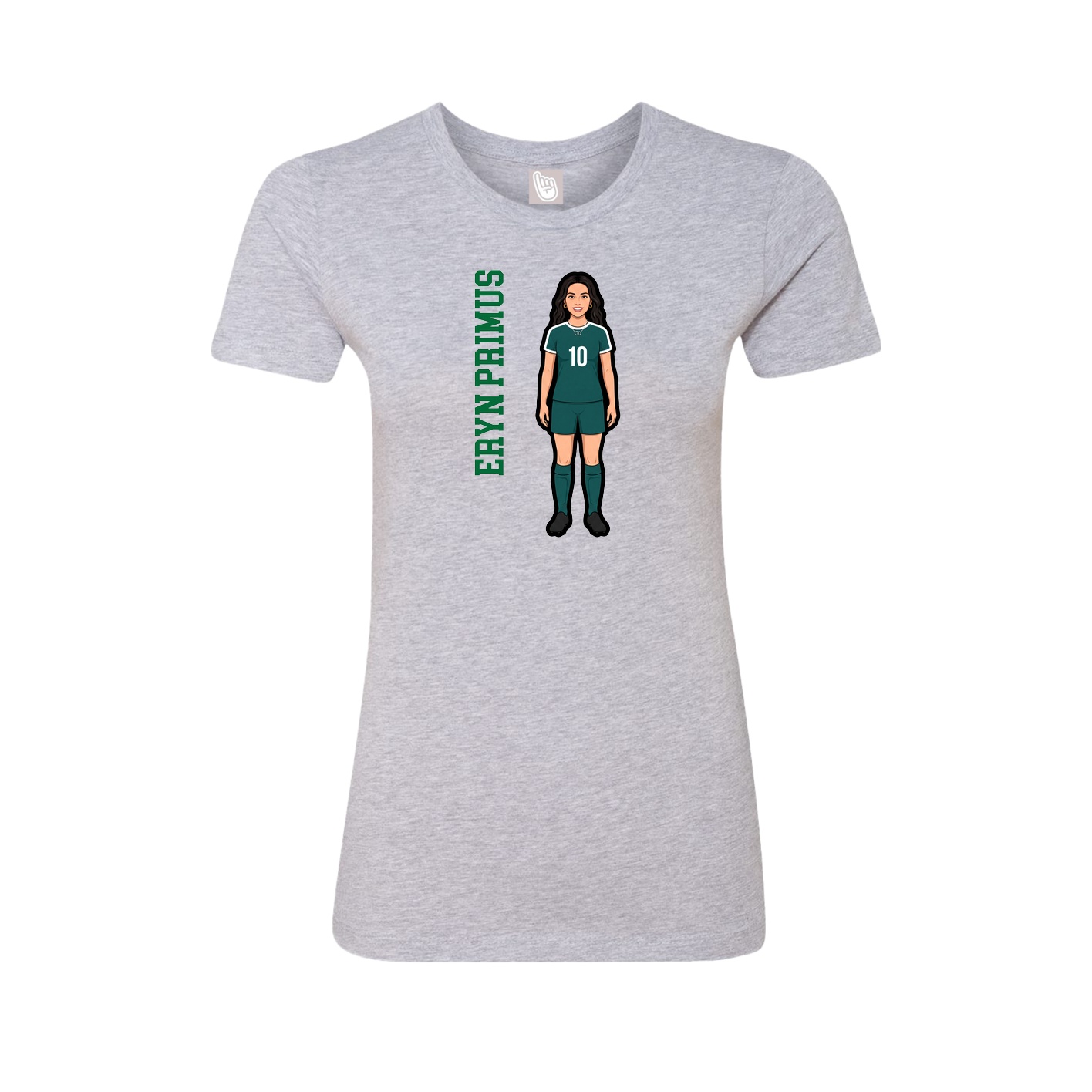 Fitted Women's Tee — Name Vertical in Grey
