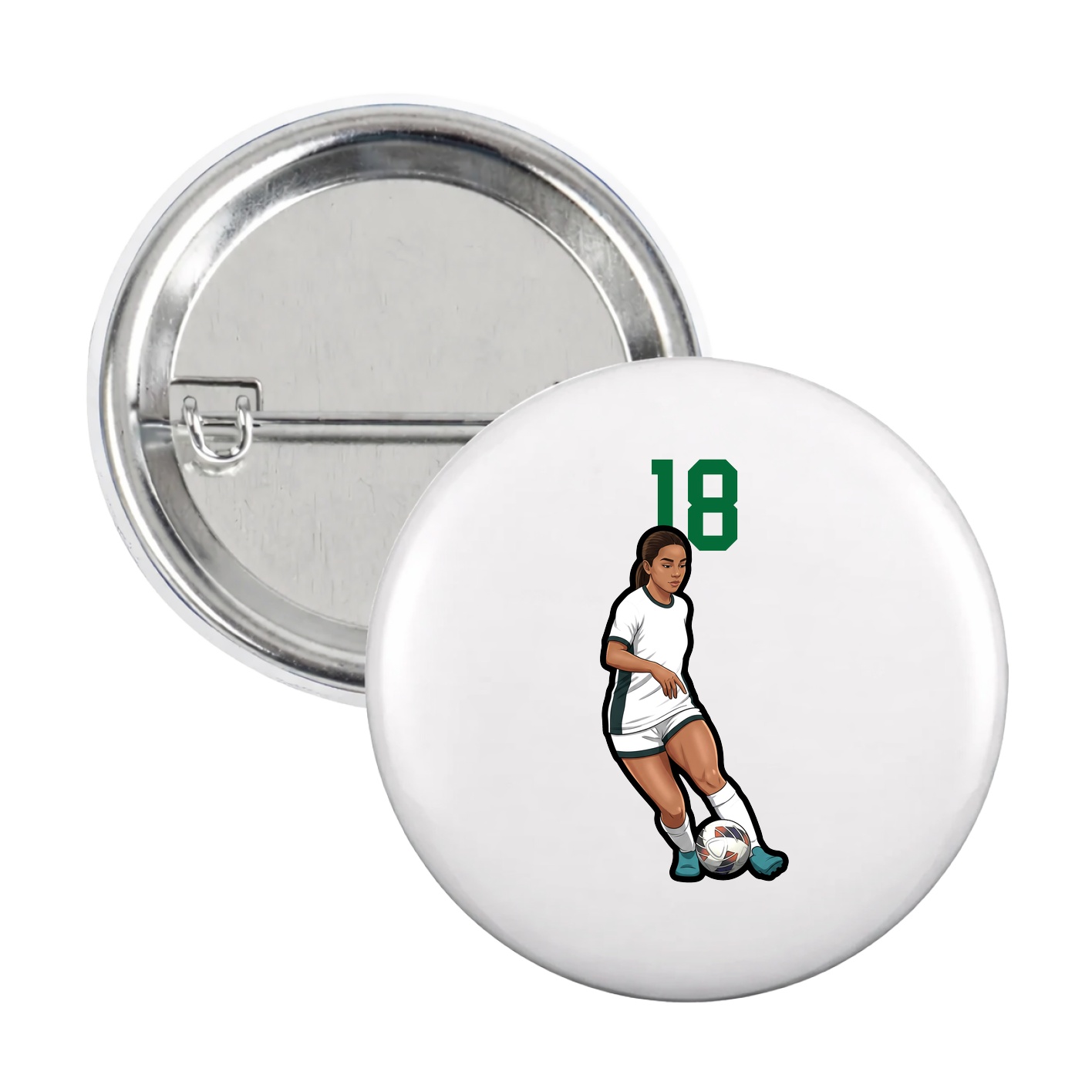 Game Day Button — Number Top in White