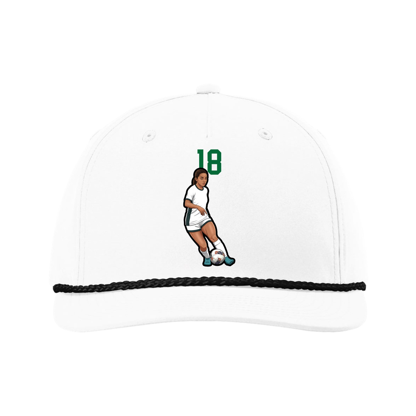 Five-Panel Classic Rope Cap — Number Top in White