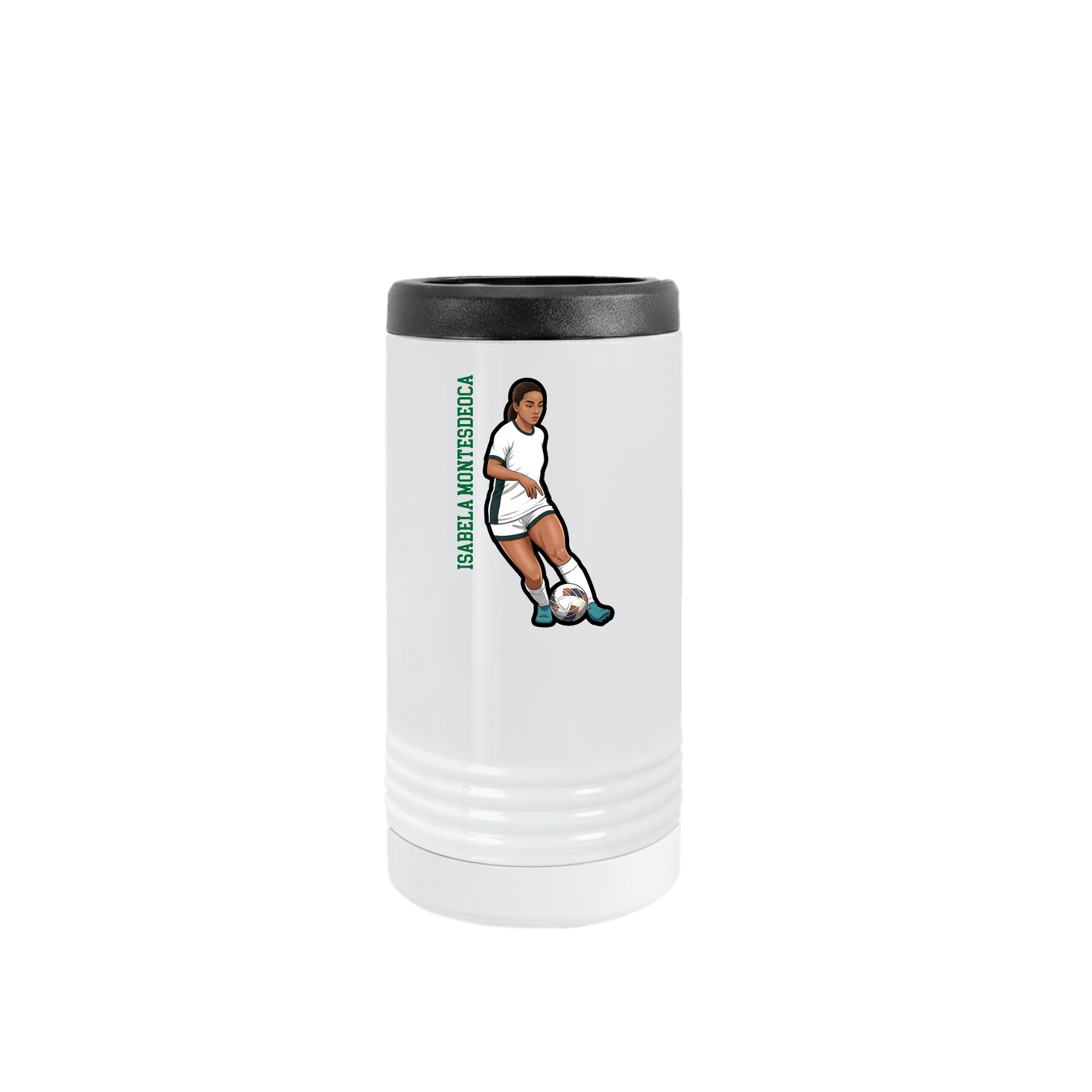 Slim Beverage Holder — Name Vertical in White