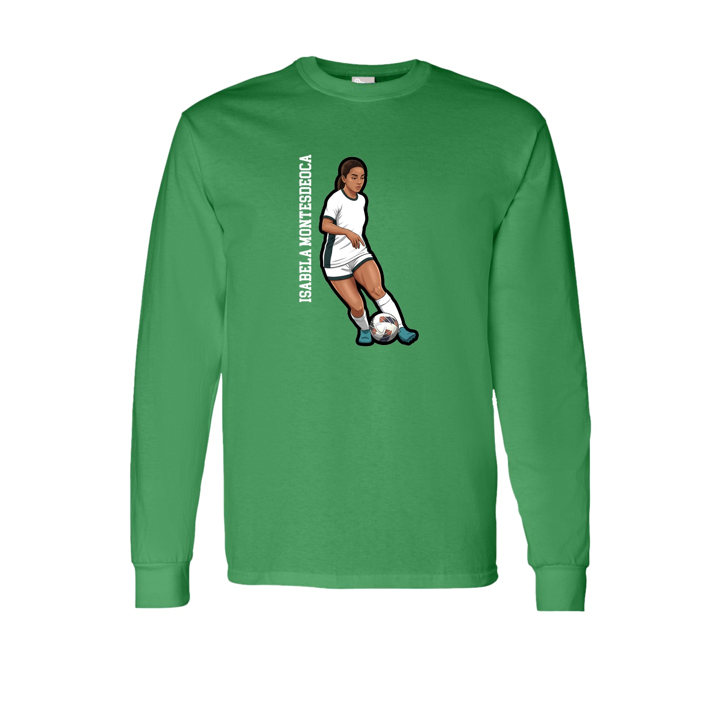 Long Sleeve Tee — Name Vertical in Green