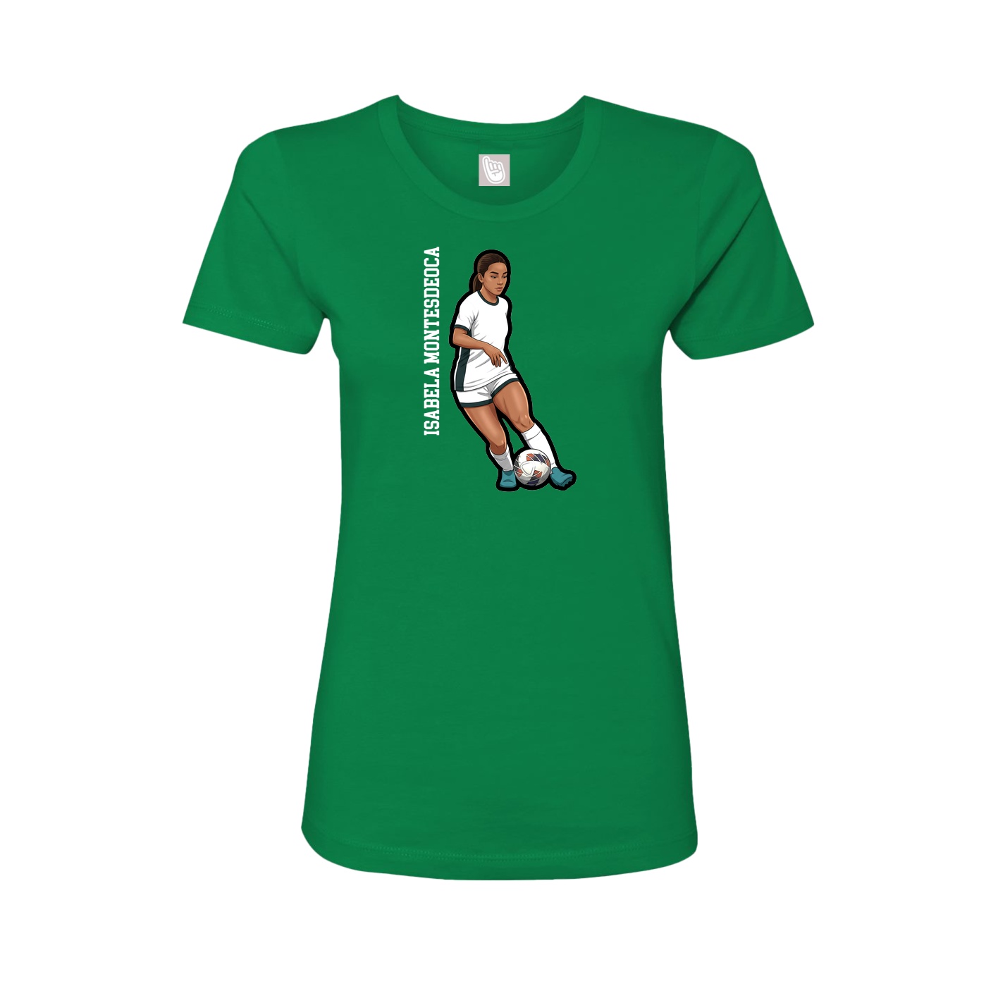 Fitted Women's Tee — Name Vertical in Green