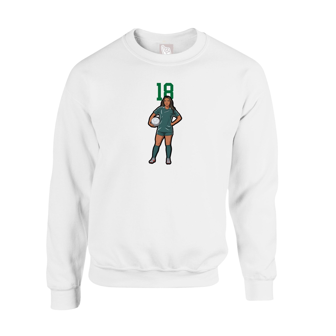 Fleece Crew — Number Top in White