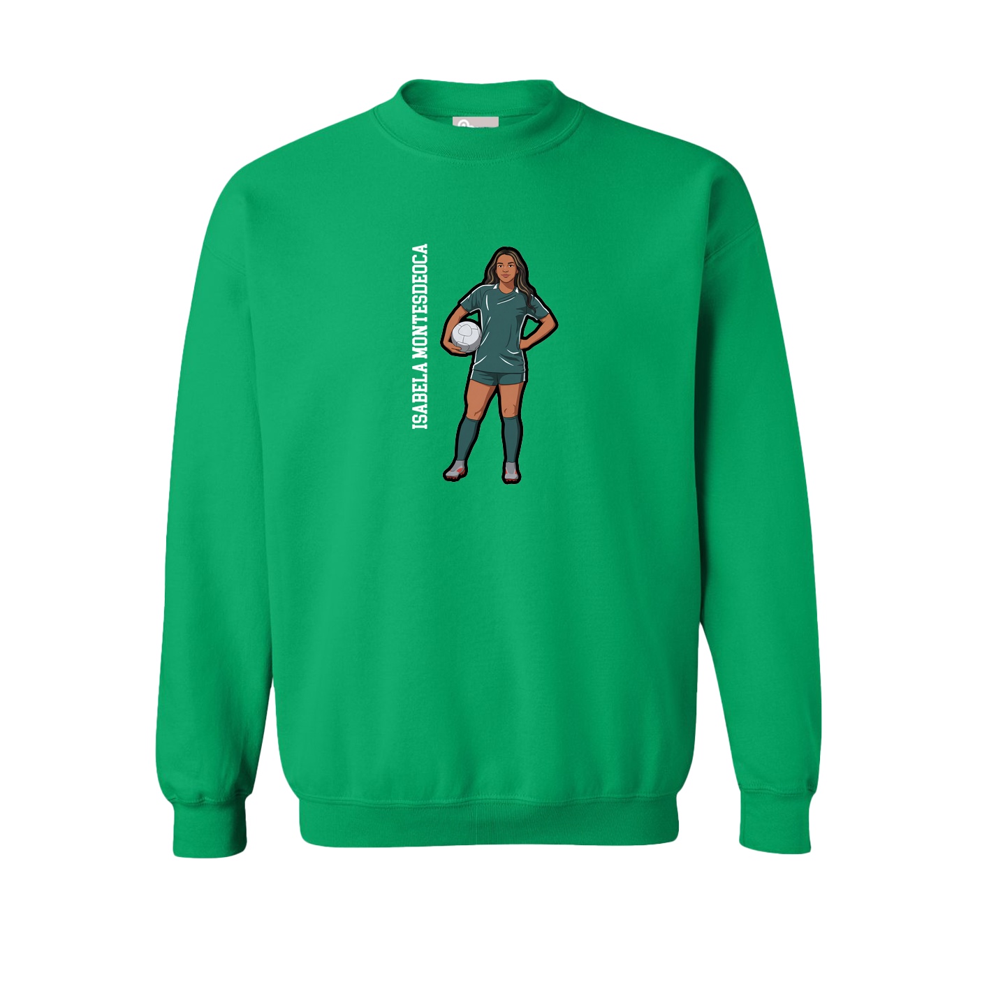 Fleece Crew — Name Vertical in Green