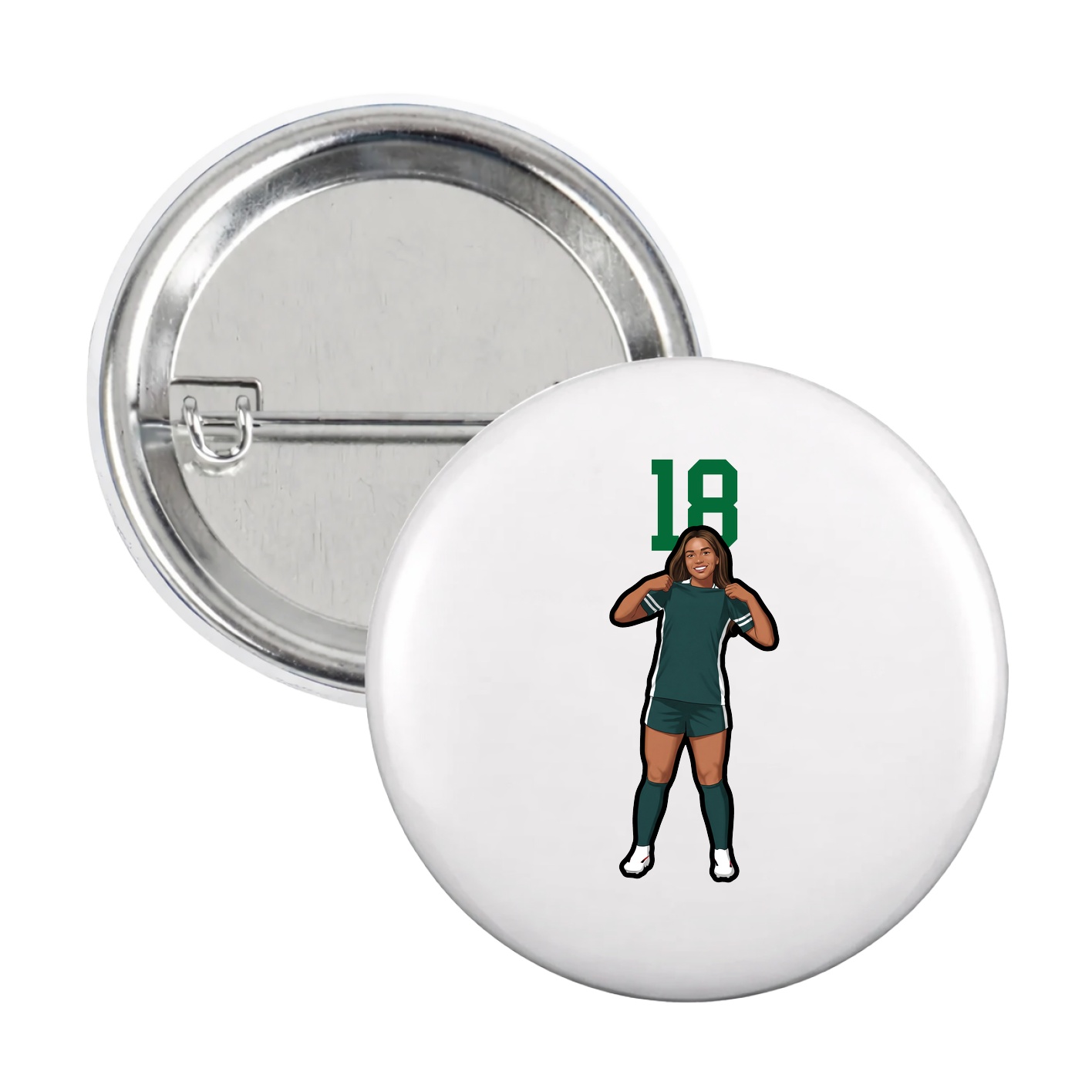 Game Day Button — Number Top in White