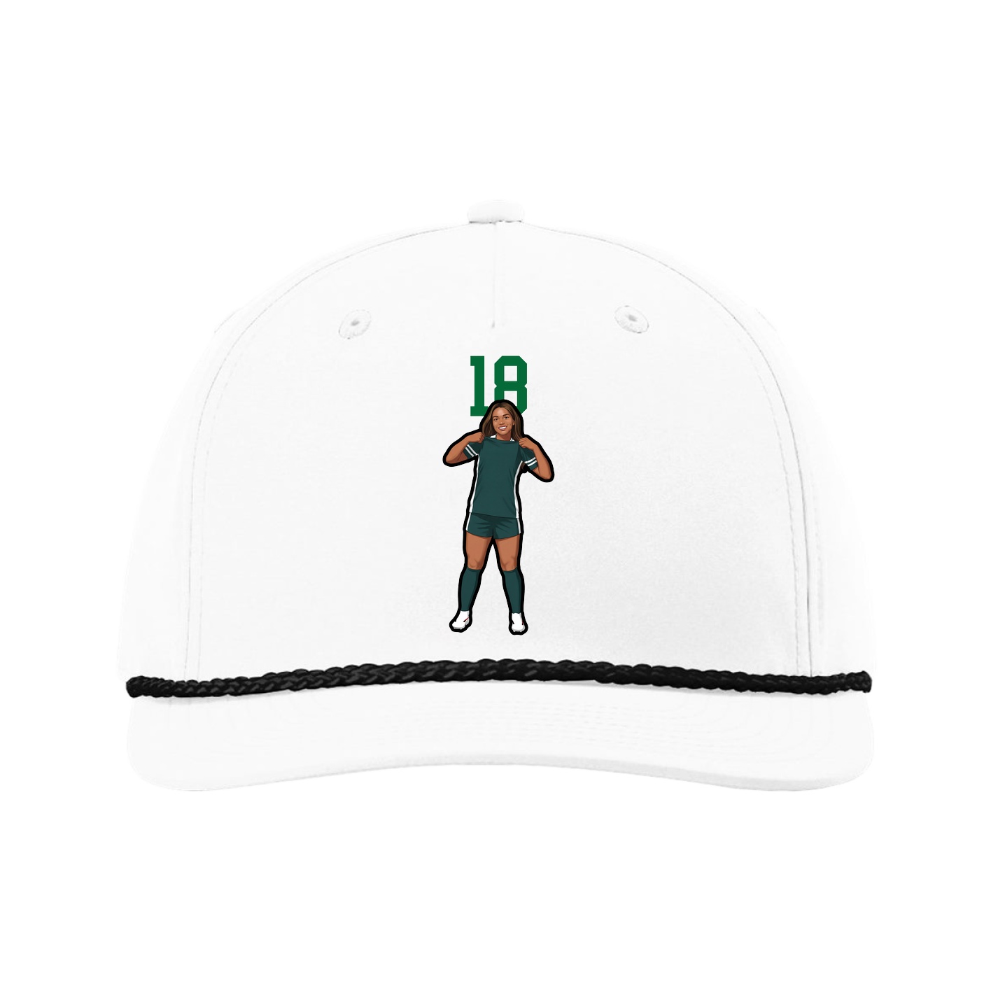 Five-Panel Classic Rope Cap — Number Top in White