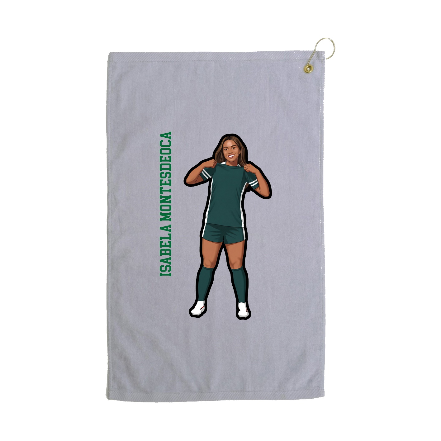 Golf Towel — Name Vertical in Grey