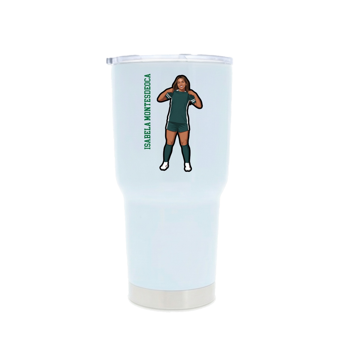 30oz Stainless Steel Tumbler — Name Vertical in White