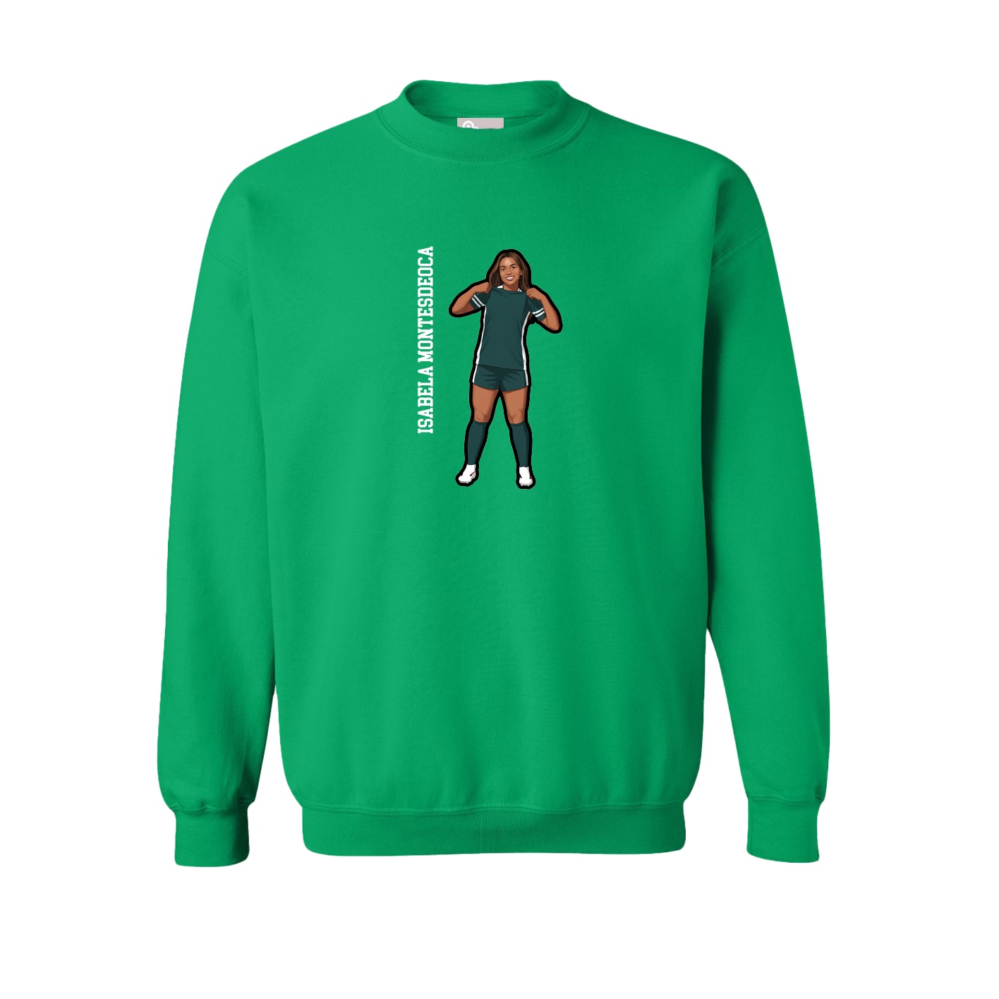 Fleece Crew — Name Vertical in Green