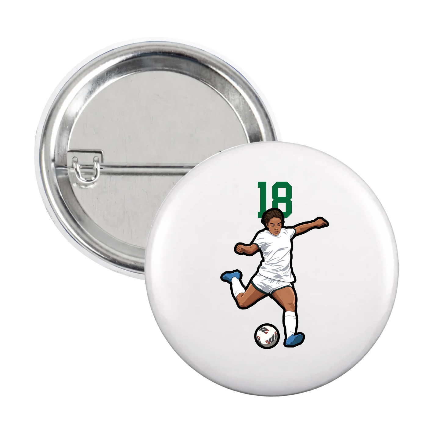 Game Day Button — Number Top in White