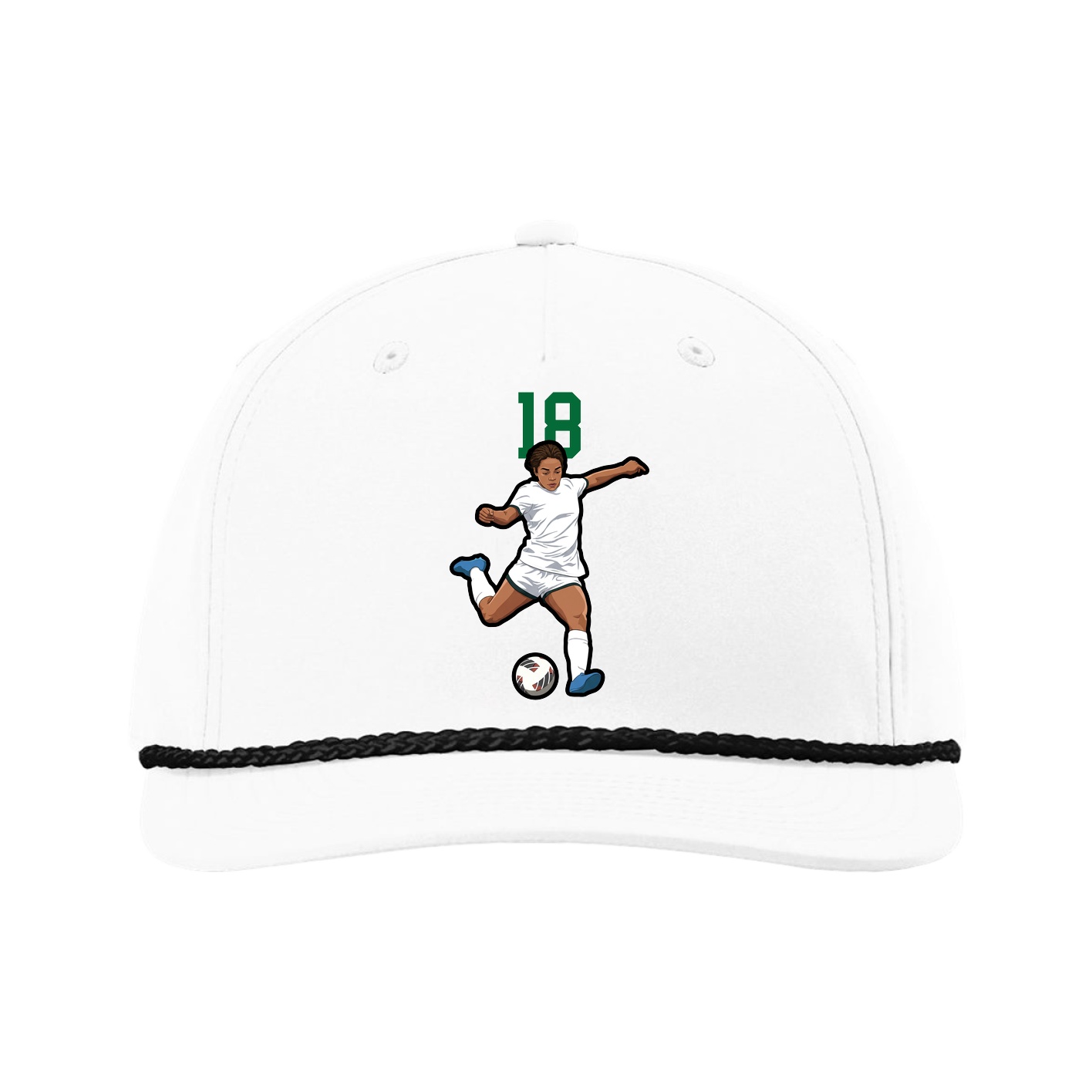 Five-Panel Classic Rope Cap — Number Top in White