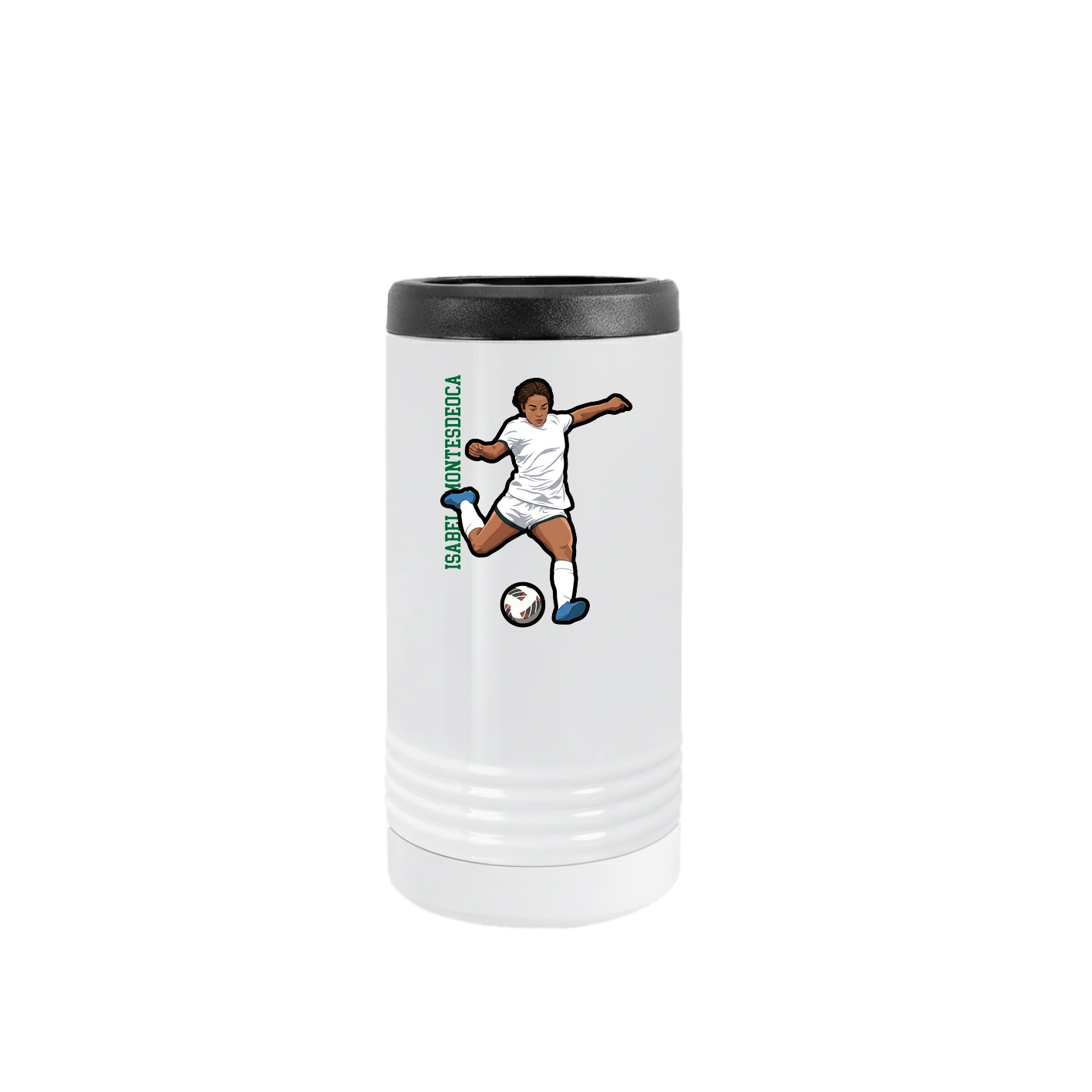 Slim Beverage Holder — Name Vertical in White