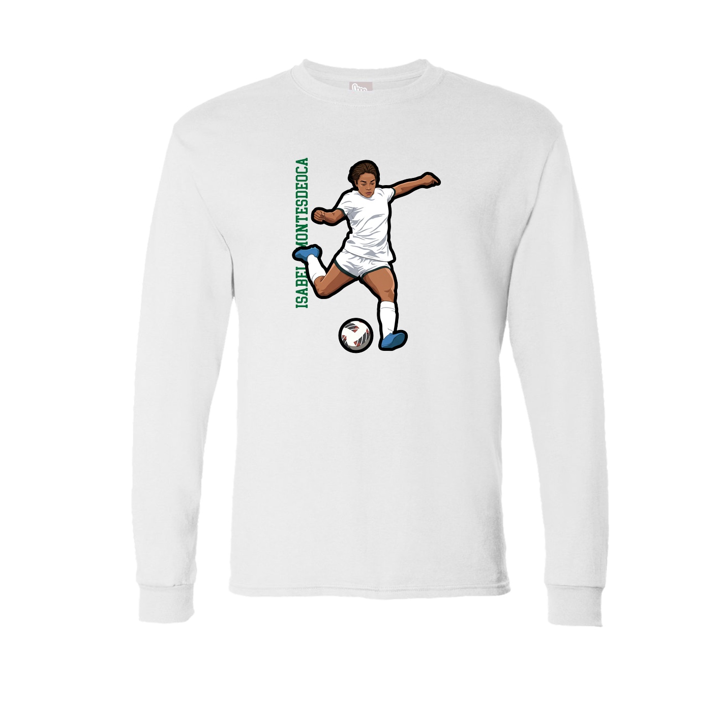 Long Sleeve Tee — Name Vertical in White
