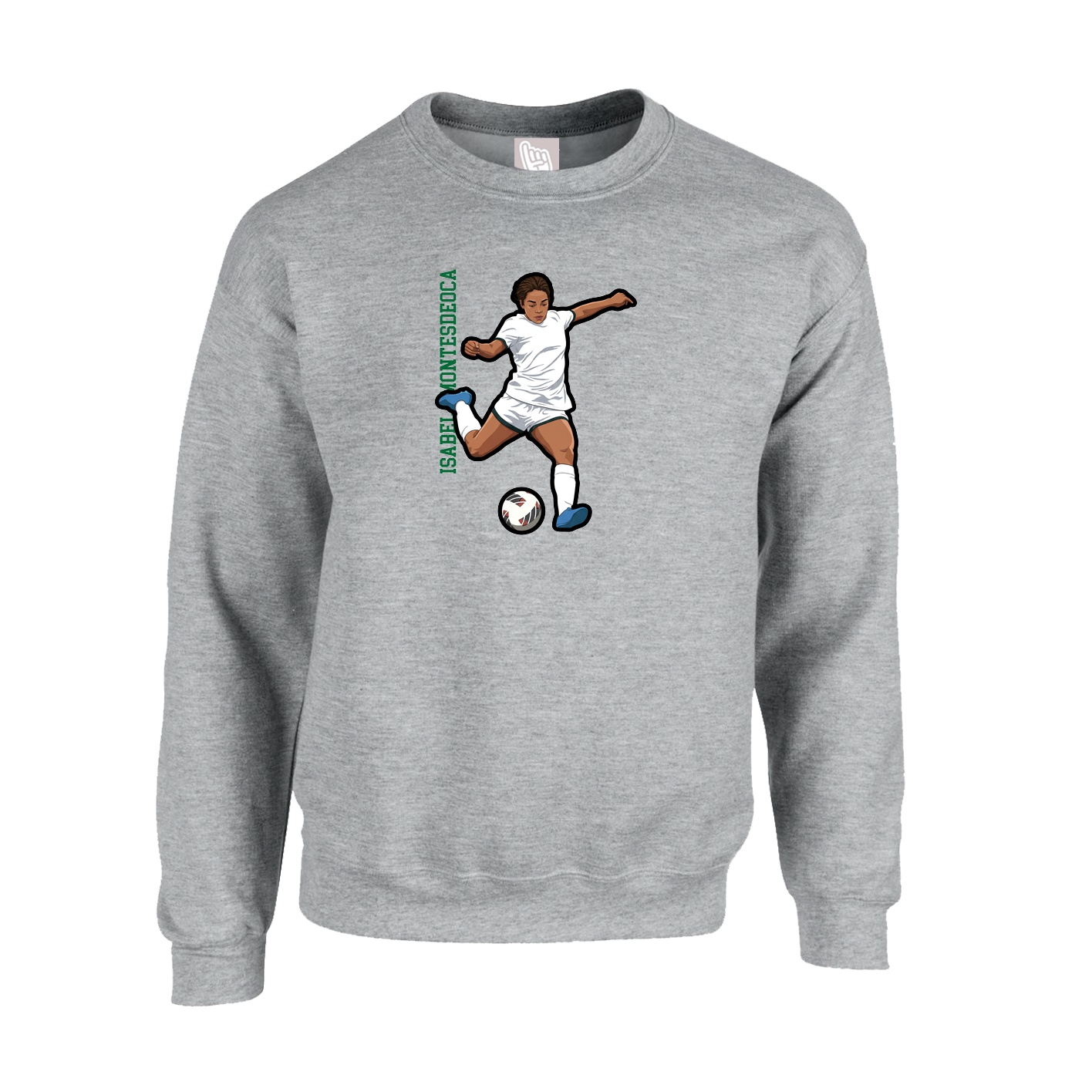 Fleece Crew — Name Vertical in Grey