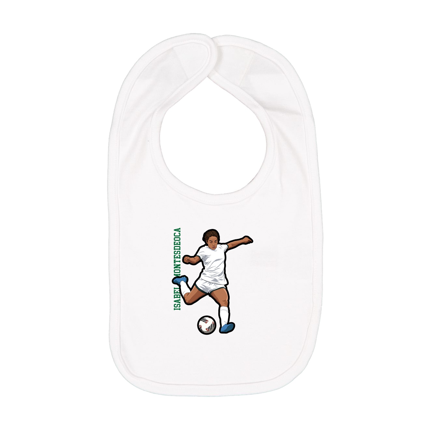 Infant Bib — Name Vertical in White