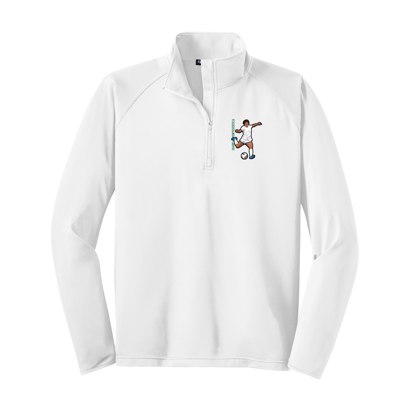 Q-Zip Pullover — Name Vertical in White