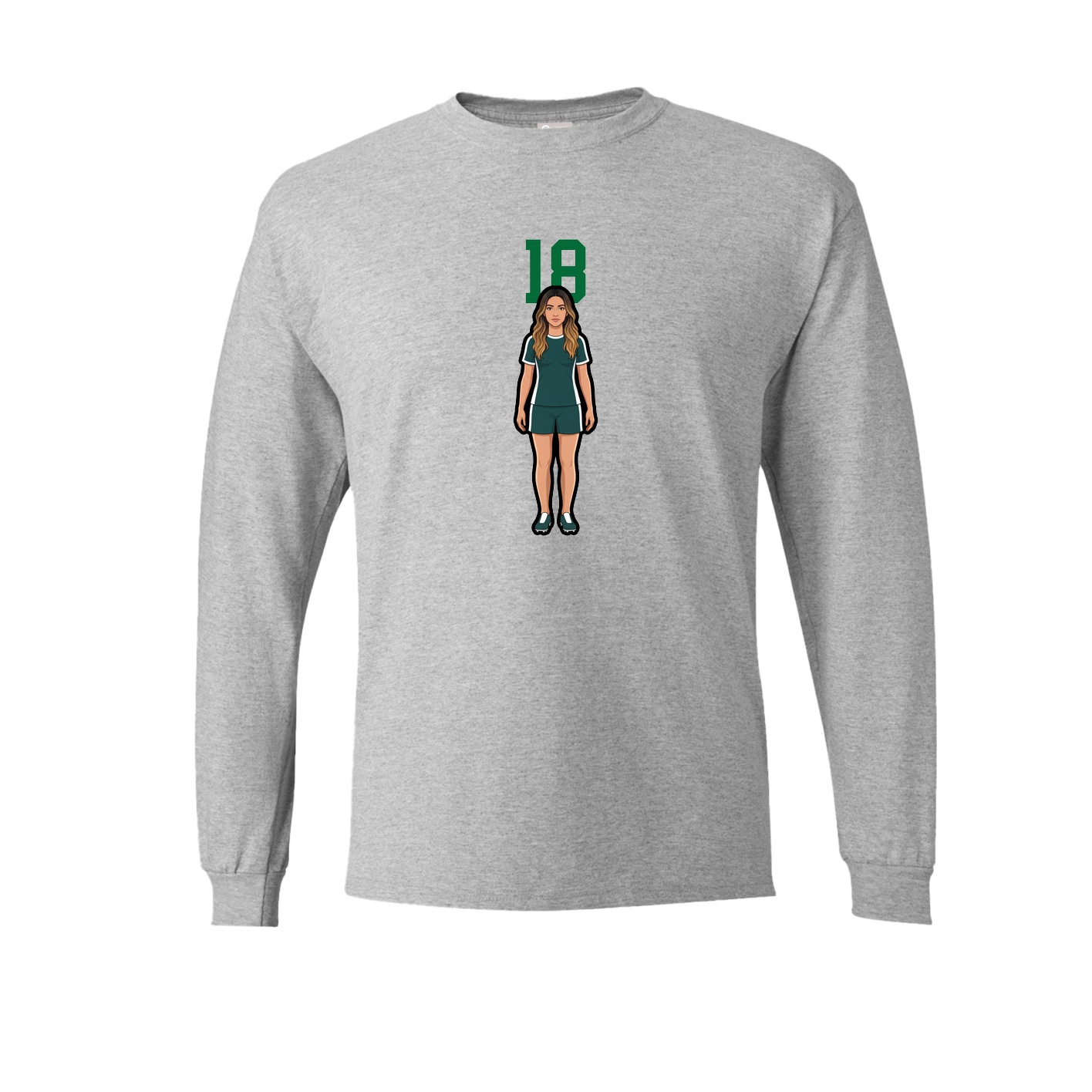 Long Sleeve Tee — Number Top in Grey