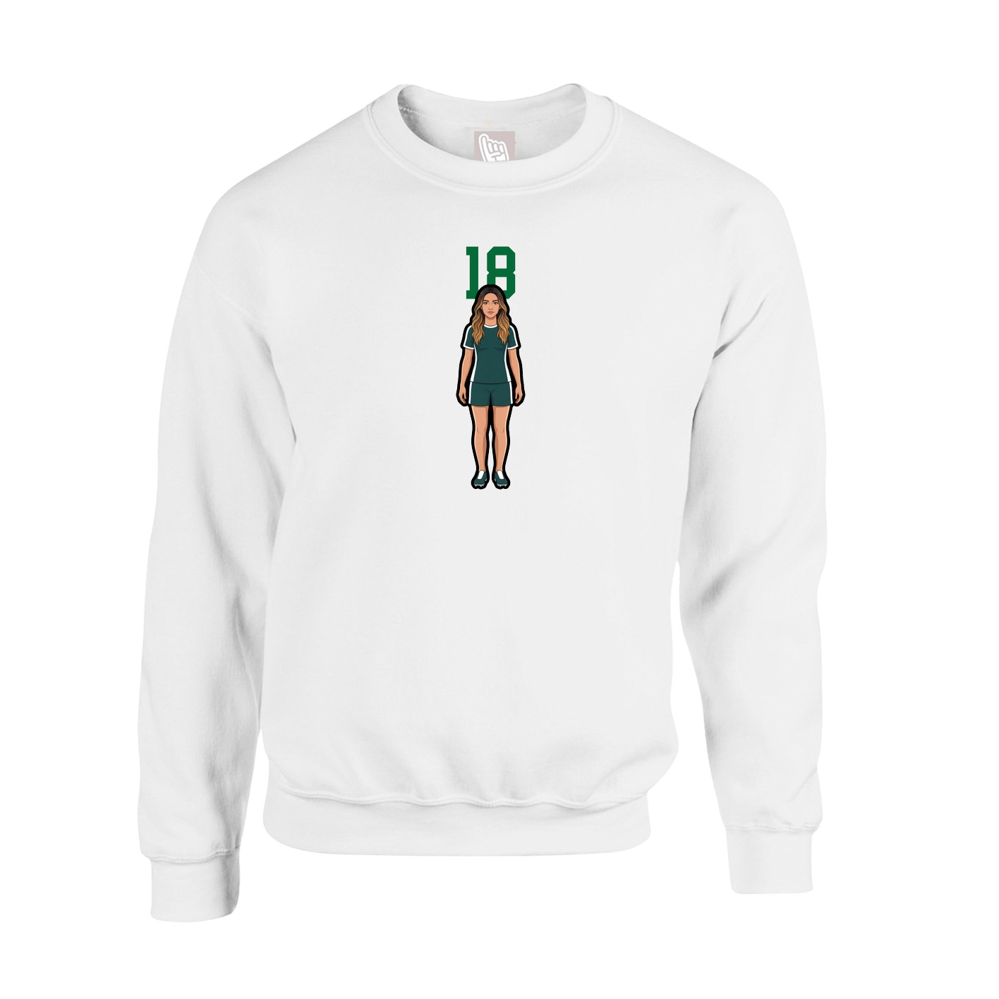 Fleece Crew — Number Top in White