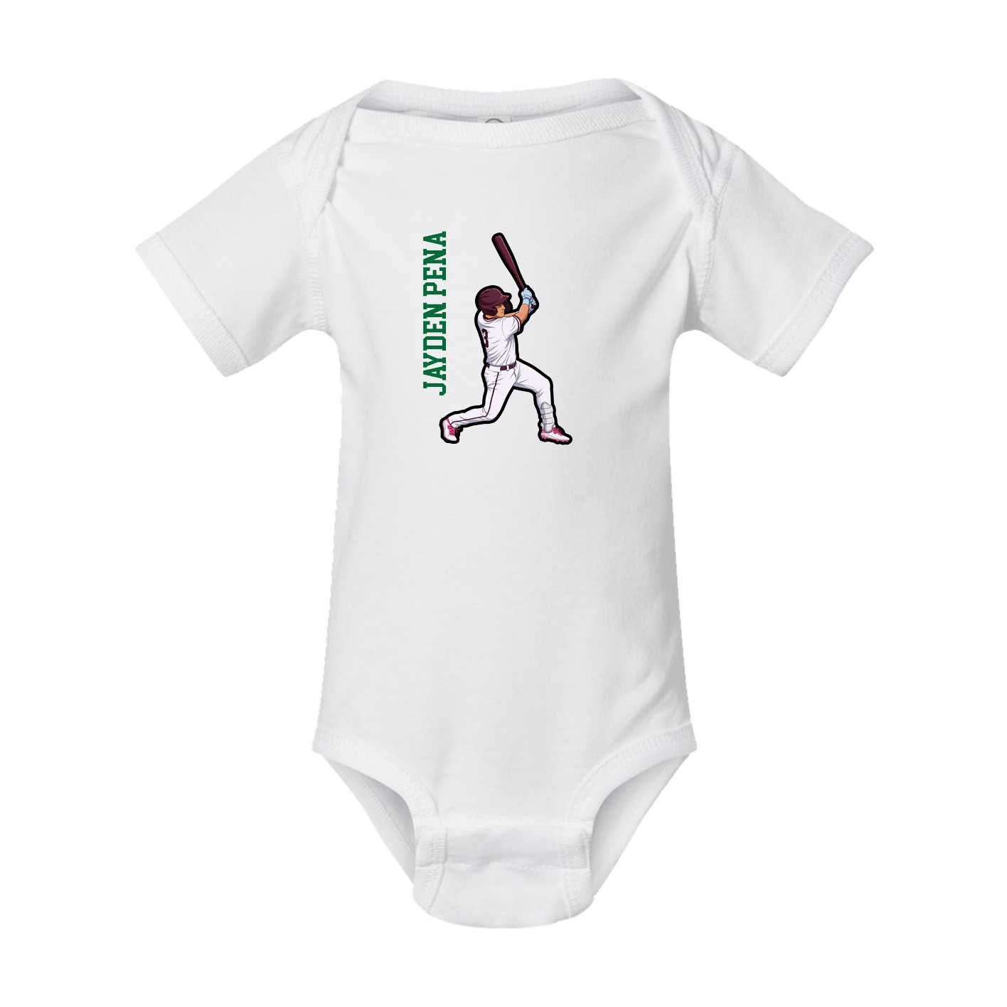 Baby Onesie — Name Vertical in White