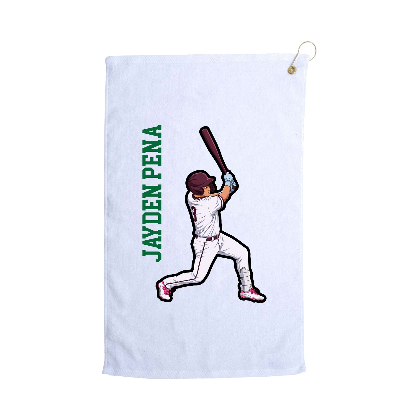Golf Towel — Name Vertical in White