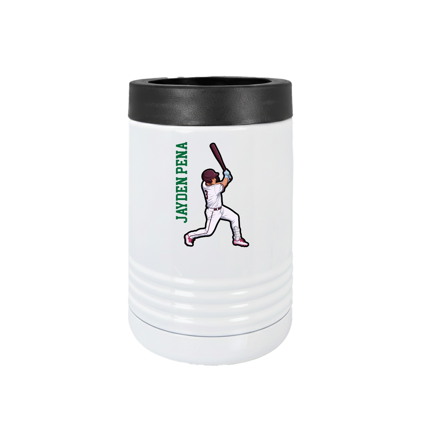 Beverage Holder — Name Vertical in White