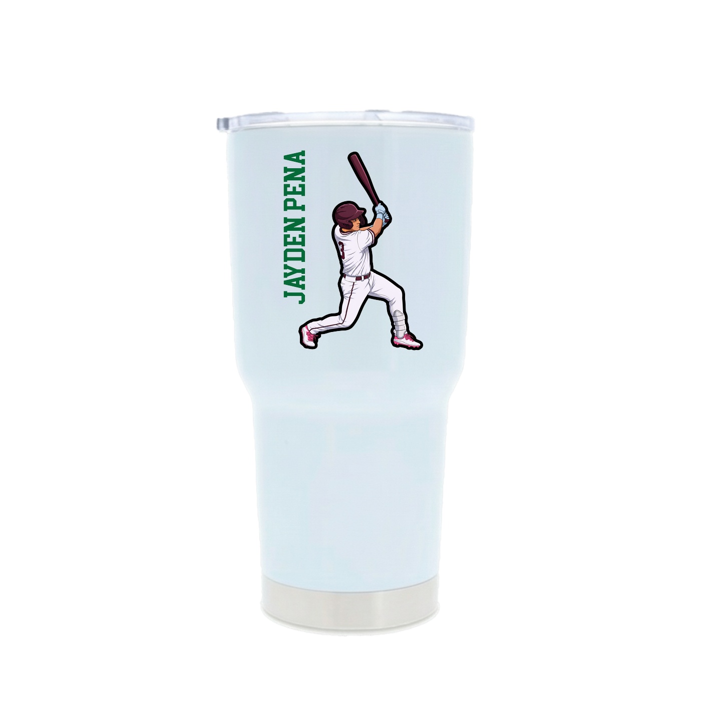 30oz Stainless Steel Tumbler — Name Vertical in White