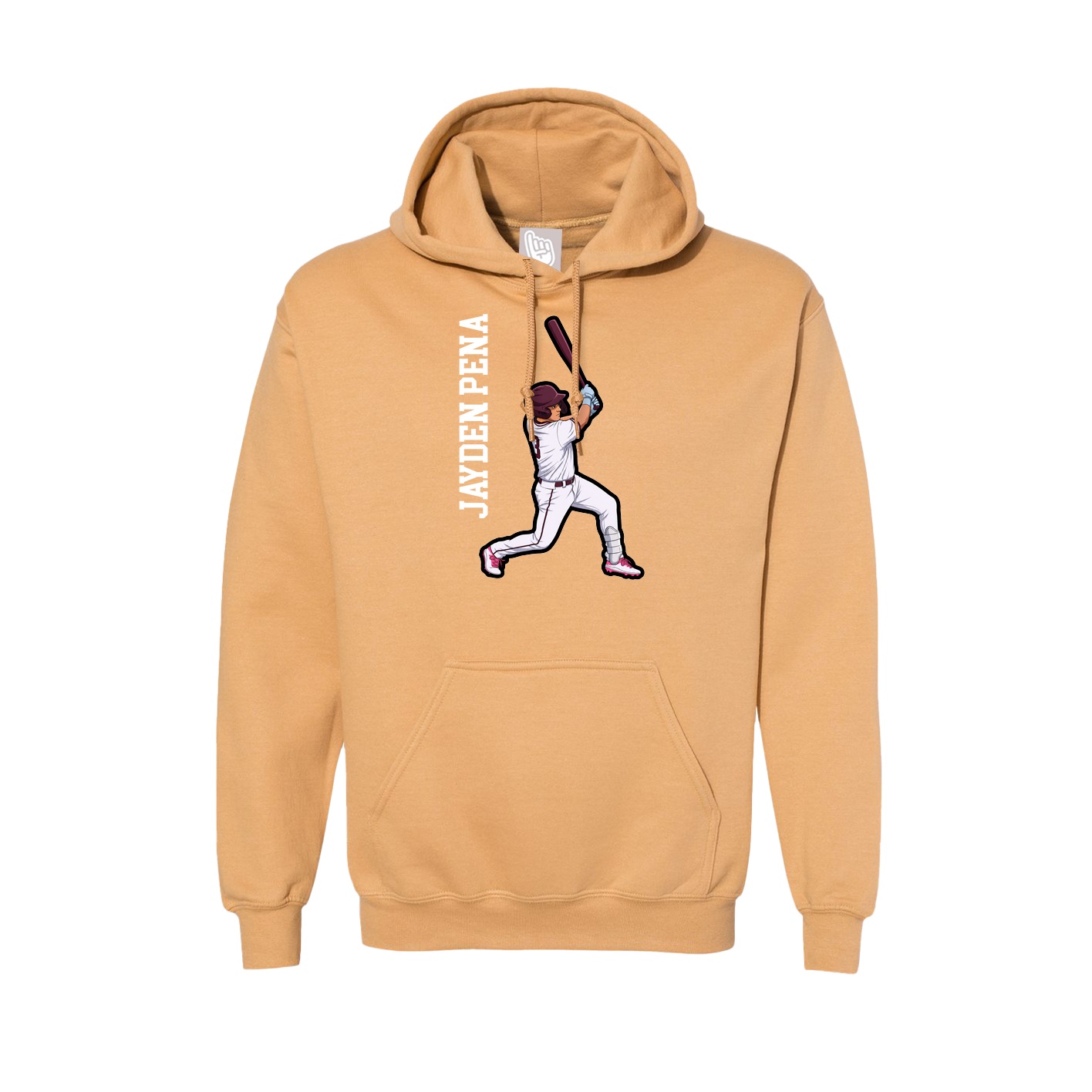 Hoodie — Name Vertical in Vegas Gold