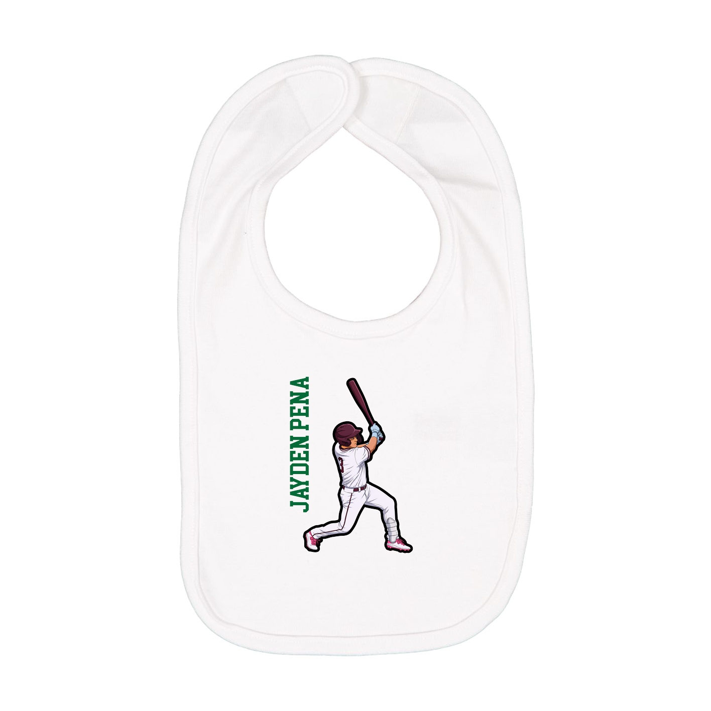 Infant Bib — Name Vertical in White