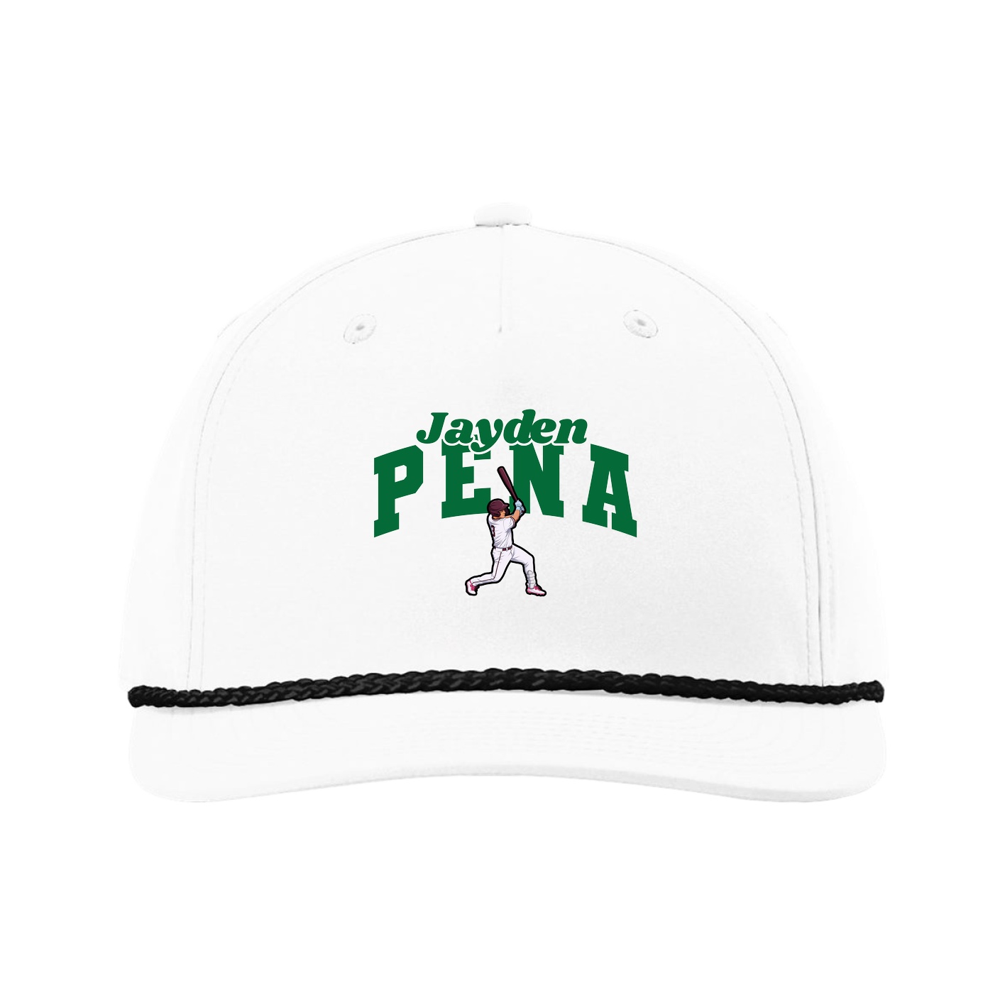 Five-Panel Classic Rope Cap — Signature Arch in White