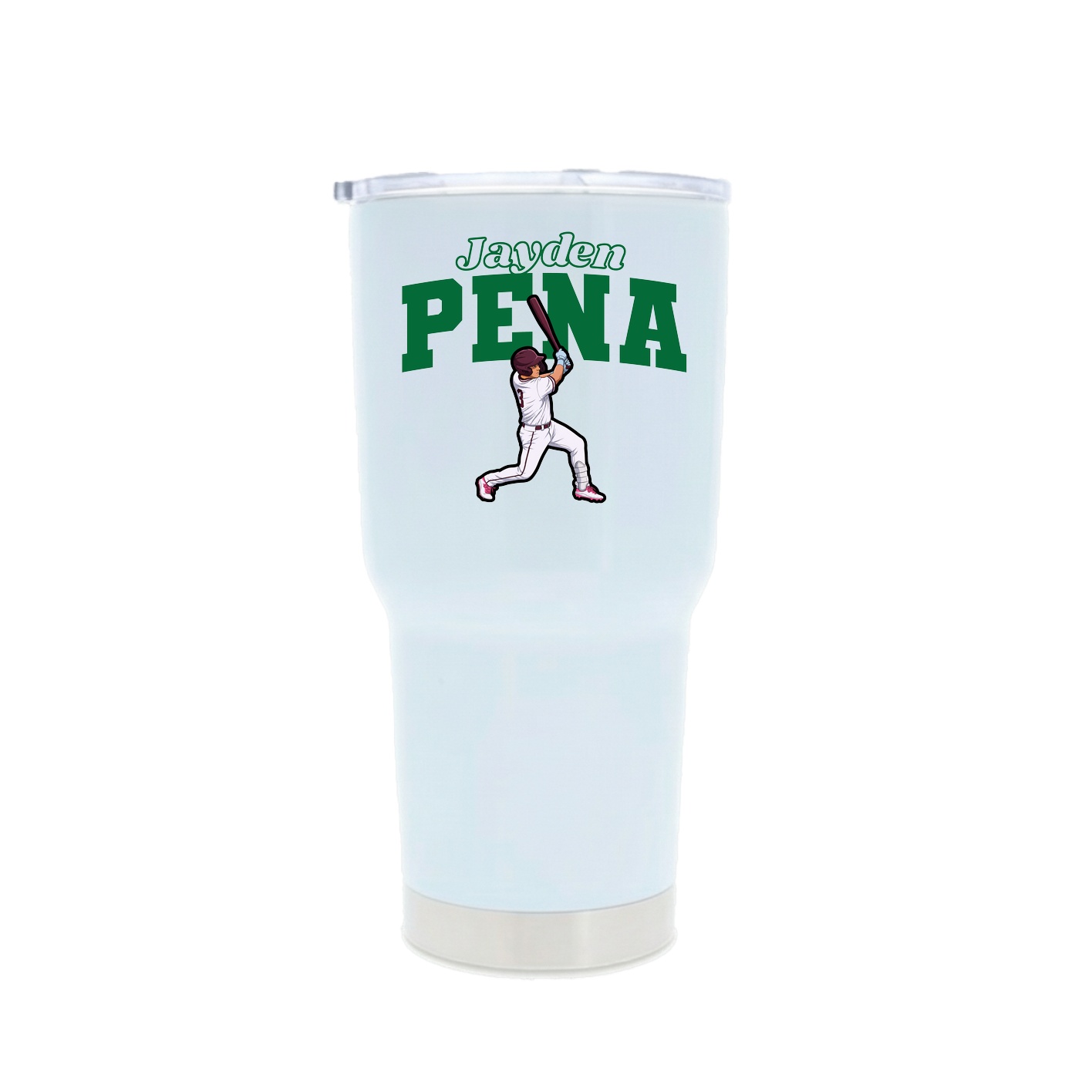 30oz Stainless Steel Tumbler — Name Arch in White