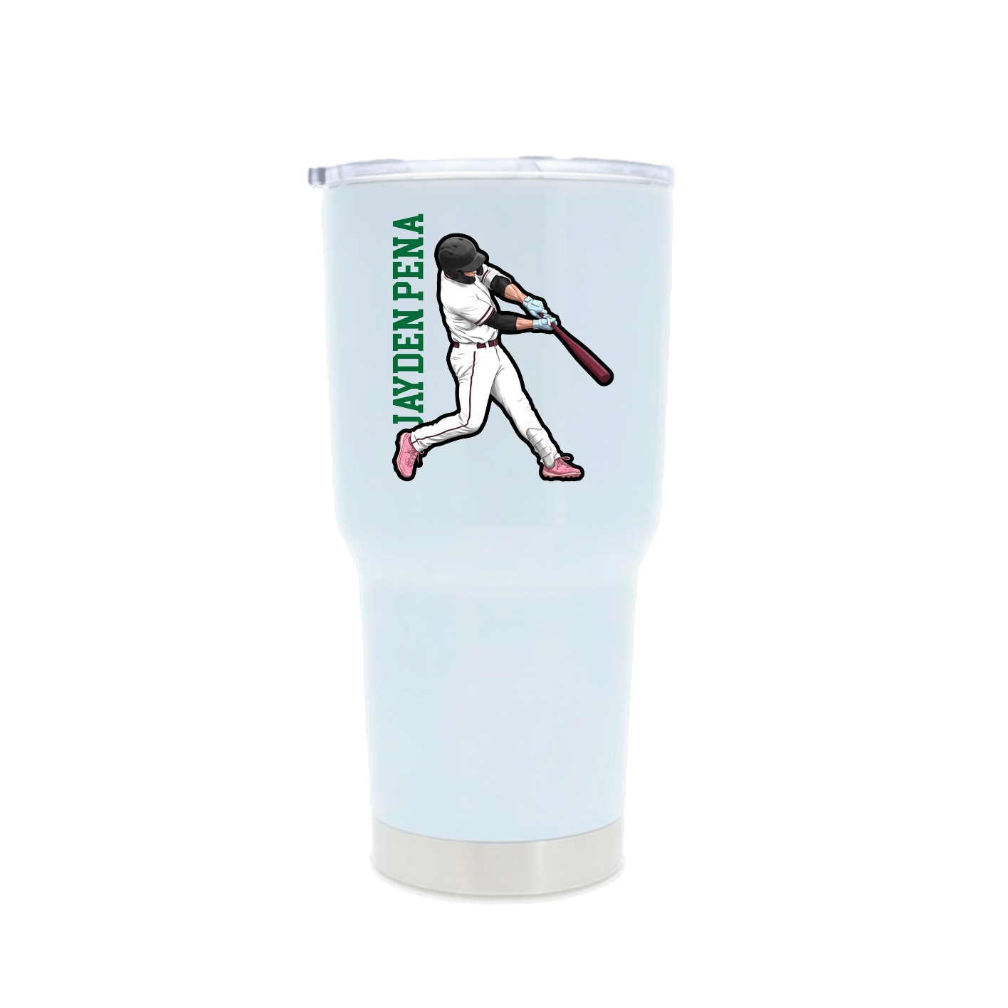 30oz Stainless Steel Tumbler — Name Vertical in White