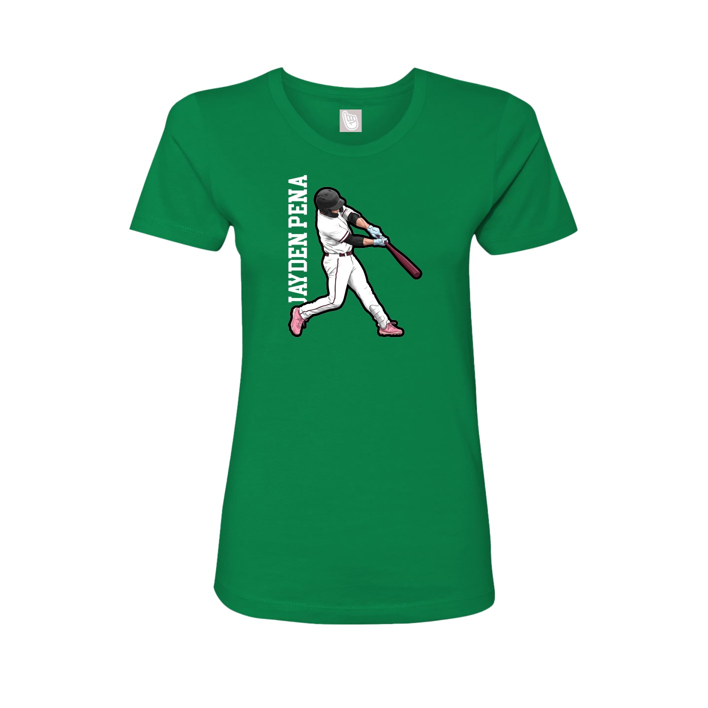 Fitted Women's Tee — Name Vertical in Green