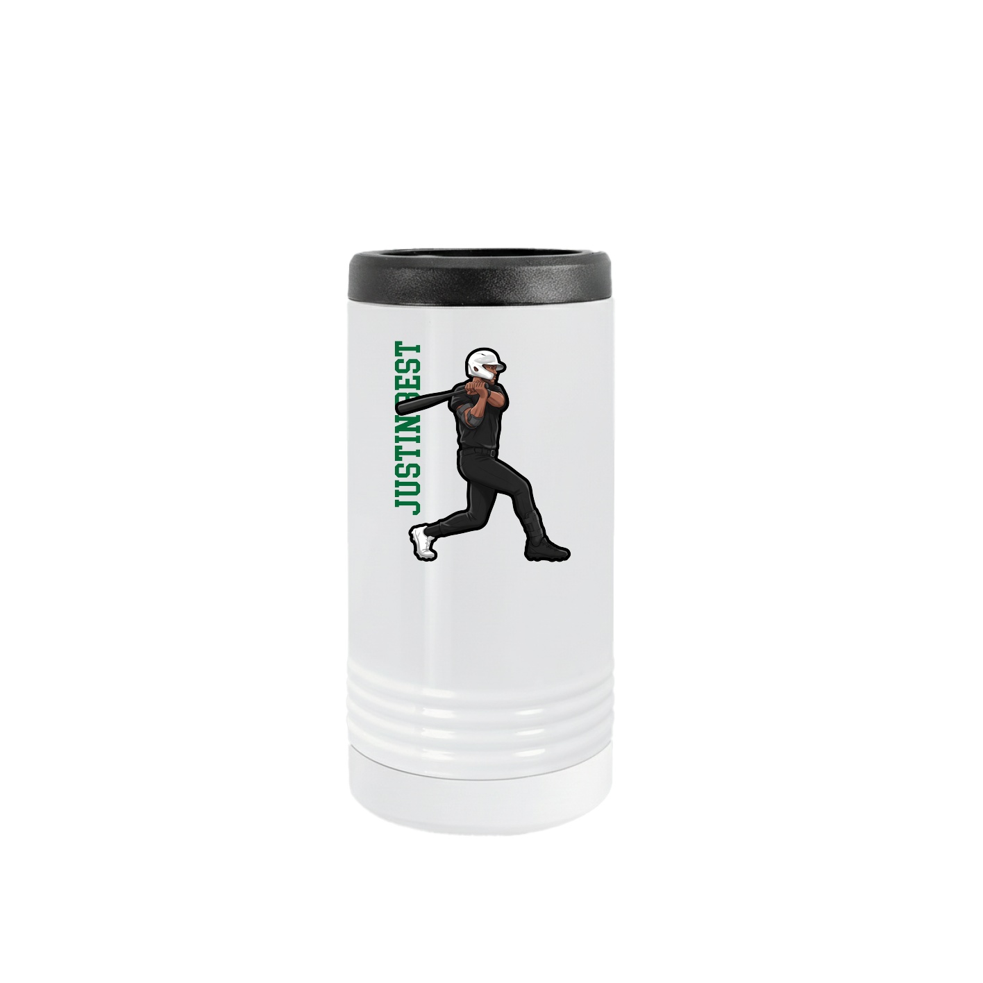 Slim Beverage Holder — Name Vertical in White